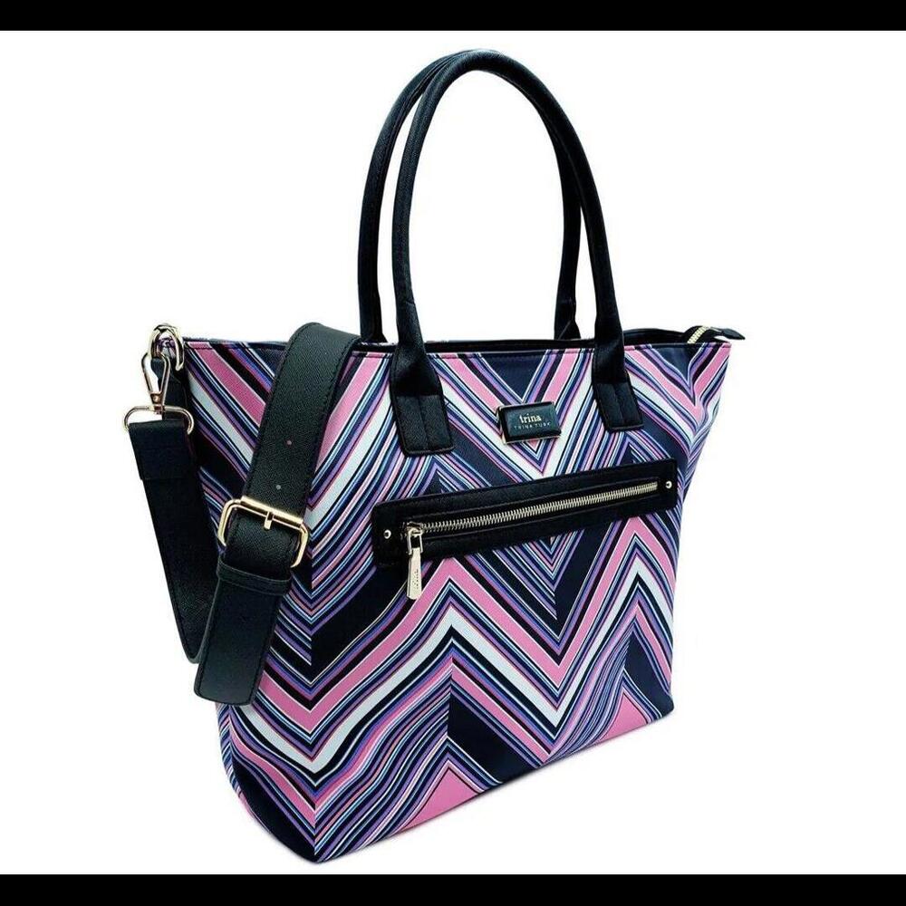TRINA TURK Canvas Tote Bag Large w/ Detachable Shoulder Strap NTW (MSRP $148)
